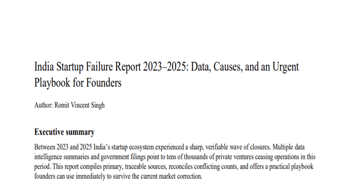 India Startup Failure Report 2023–2025